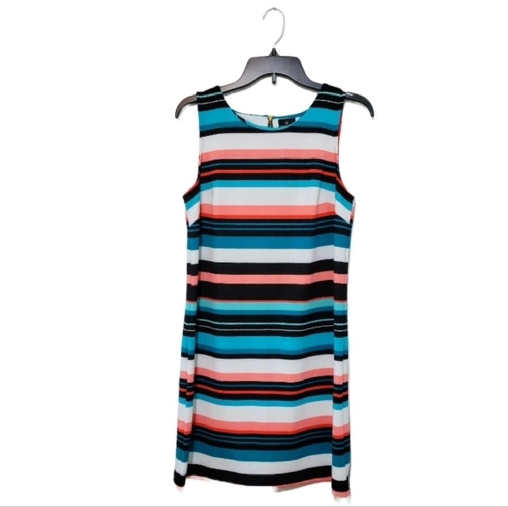 Worthington Multicolor Striped Sleeveless Shift Dress NWT Size M Business Office